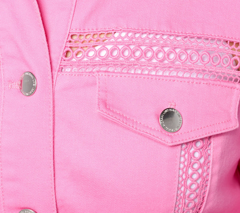 Isaac Mizrahi Live! True Denim Jacket with Eyelet Insets — View 4