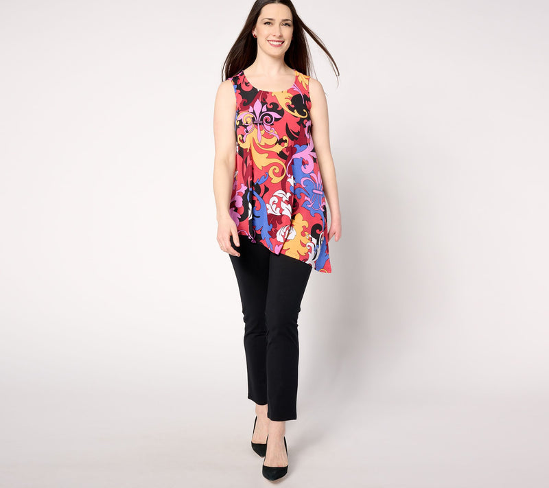 Women with Control Regular Asymmetrical Tank with Slim Ankle Pant — View 7