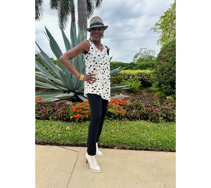 Women with Control Petite Asymmetrical Tank with Slim Ankle Pant — View 14
