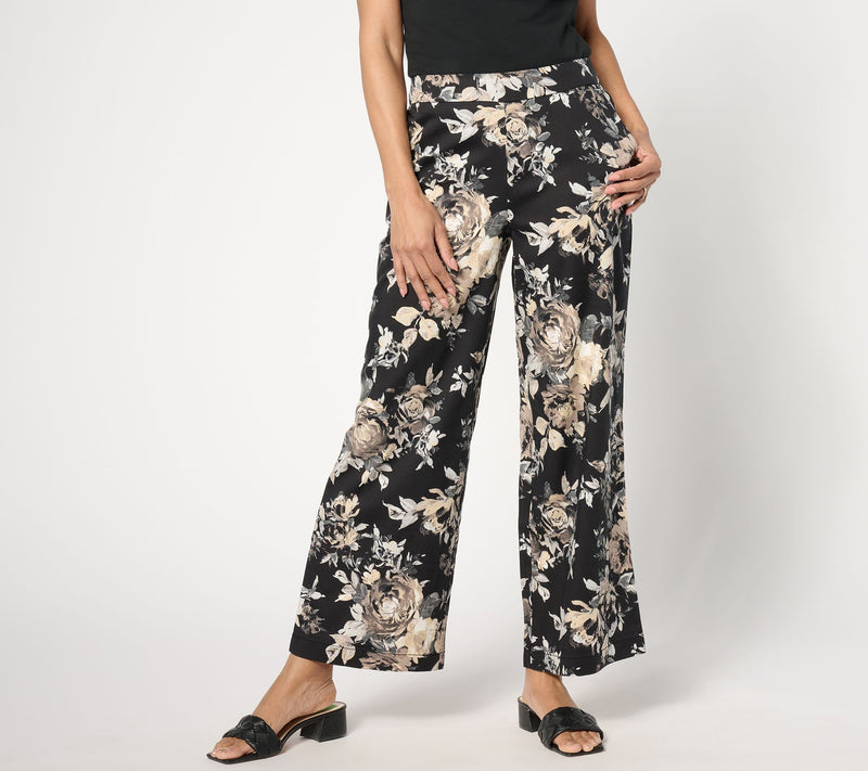 Isaac Mizrahi Live! Tall Floral Printed Wide Leg Ankle Pants — View 2