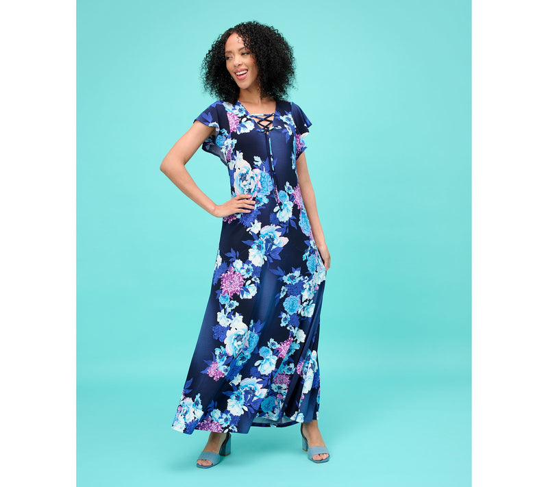 Women with Control Regular Como Jersey Lace Up Front Maxi Dress — View 14