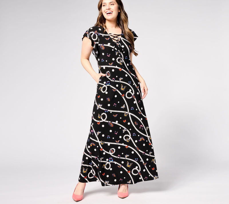 Women with Control Petite Como Jersey Lace Up Front Maxi Dress — View 3