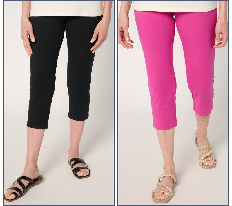 Women With Control Regular Set of 2 Slim Leg 86/14 Crop Pants — View 12