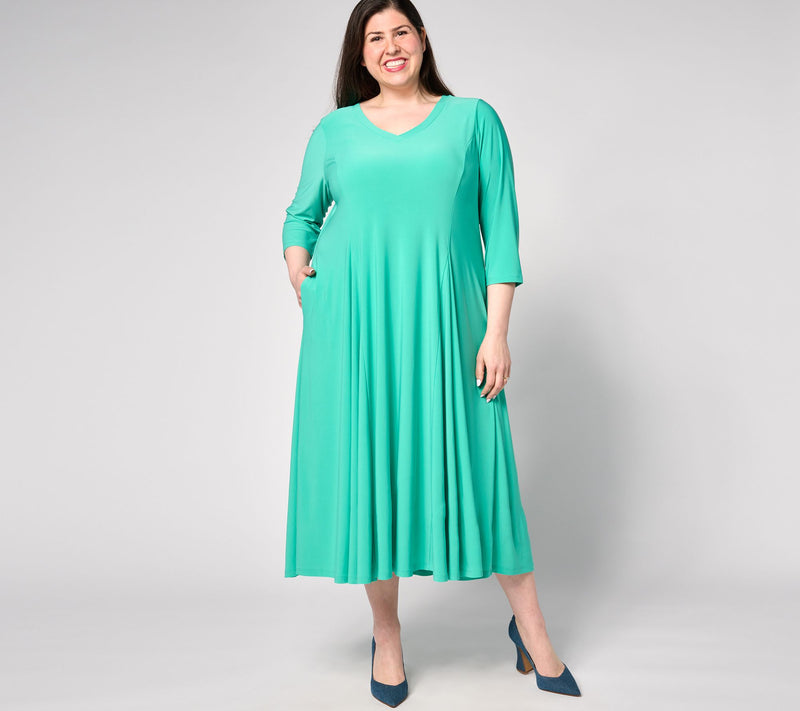 Women with Control Regular Como Jersey Godet Midi Dress — View 5