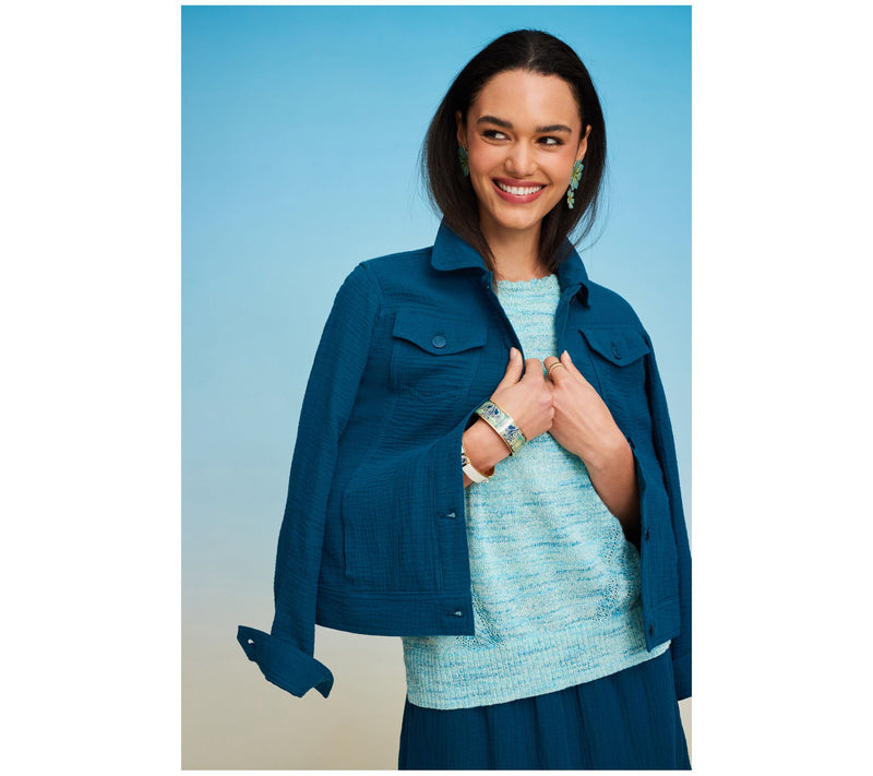 Isaac Mizrahi Live! Bridgehampton Cotton Gauze Jacket — View 9