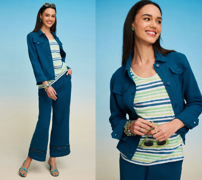 Isaac Mizrahi Live! Bridgehampton Cotton Gauze Jacket — View 12