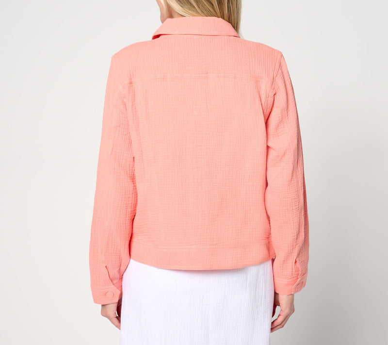 Isaac Mizrahi Live! Bridgehampton Cotton Gauze Jacket — View 6