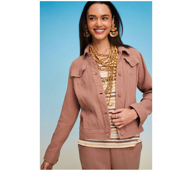 Isaac Mizrahi Live! Bridgehampton Cotton Gauze Jacket — View 10