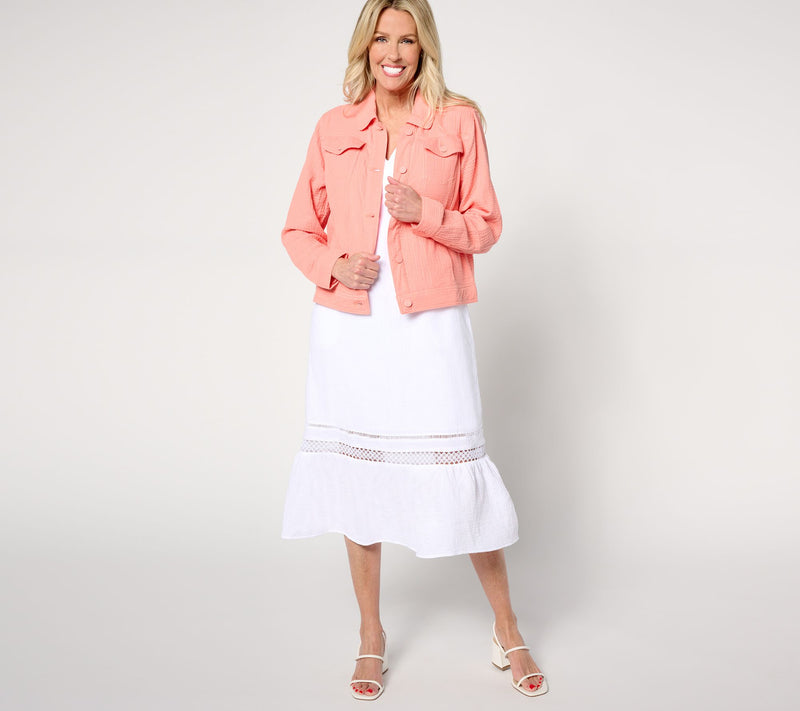 Isaac Mizrahi Live! Bridgehampton Cotton Gauze Jacket — View 7