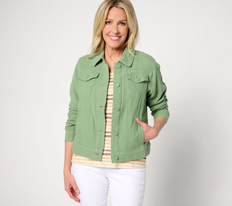 Isaac Mizrahi Live! Bridgehampton Cotton Gauze Jacket — View 4