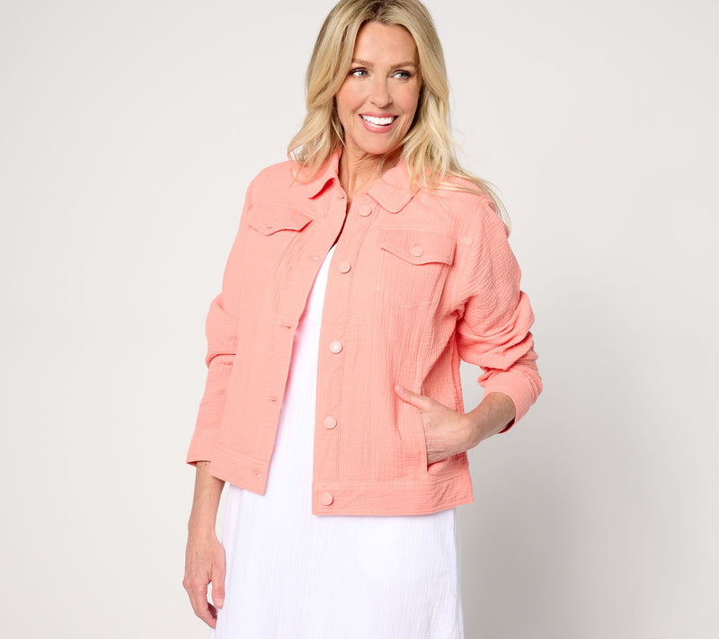 Isaac Mizrahi Live! Bridgehampton Cotton Gauze Jacket — View 18