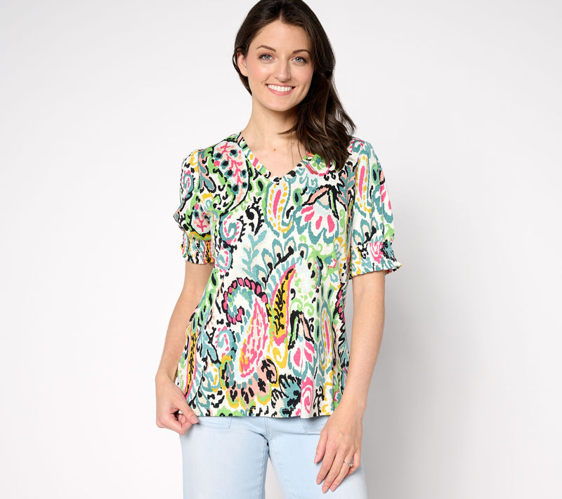 Belle by Kim Gravel Slub Knit Paisley Perfection Top — View 11
