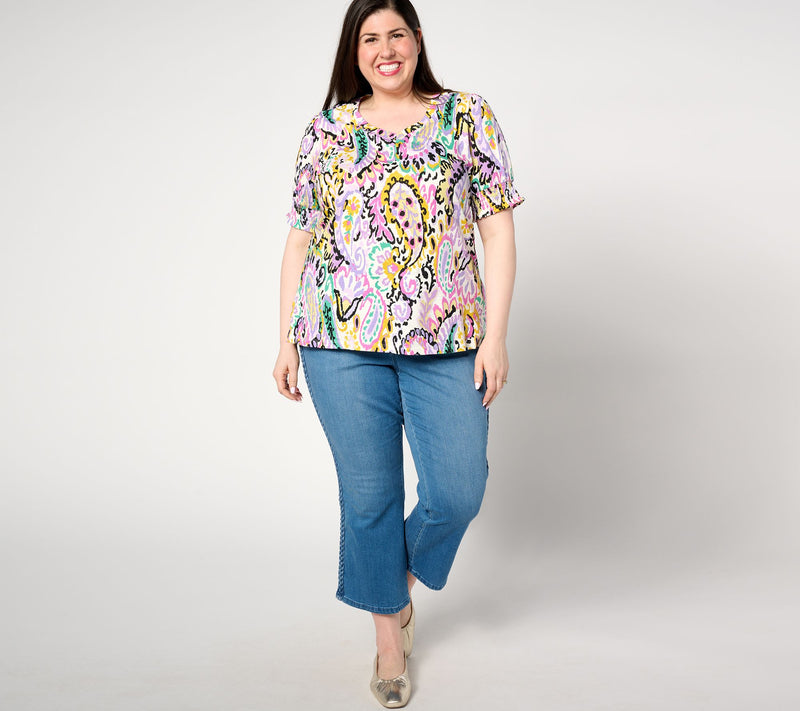 Belle by Kim Gravel Slub Knit Paisley Perfection Top — View 3