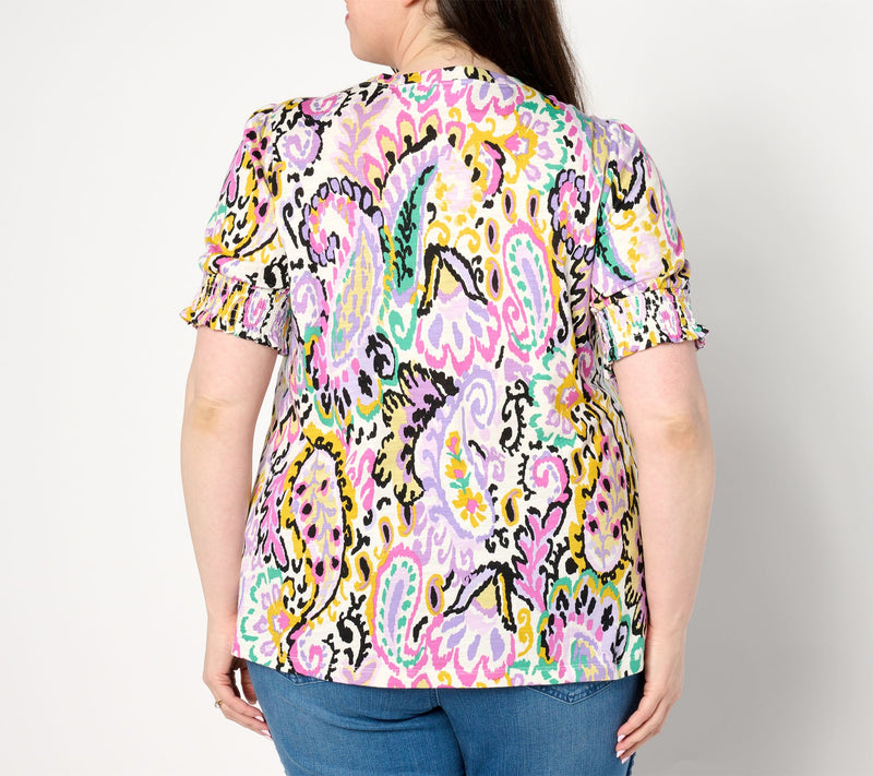 Belle by Kim Gravel Slub Knit Paisley Perfection Top — View 2