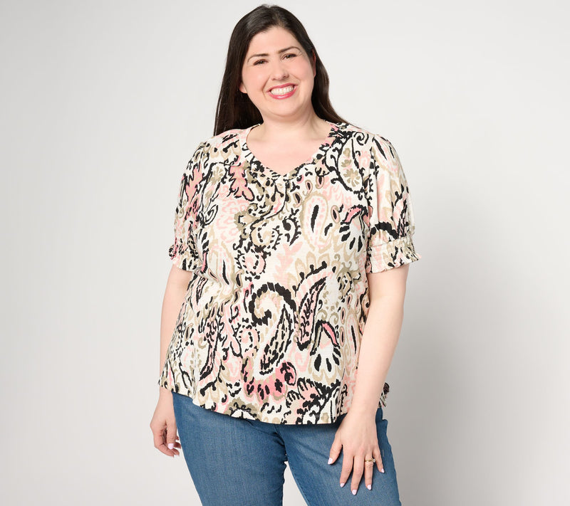 Belle by Kim Gravel Slub Knit Paisley Perfection Top — Main view