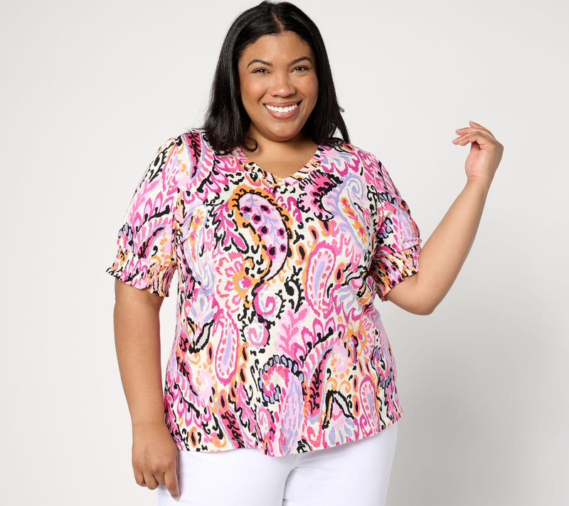 Belle by Kim Gravel Slub Knit Paisley Perfection Top — View 13