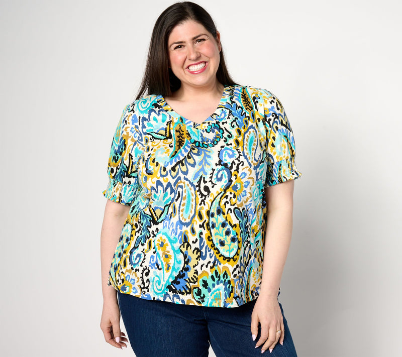 Belle by Kim Gravel Slub Knit Paisley Perfection Top — View 14