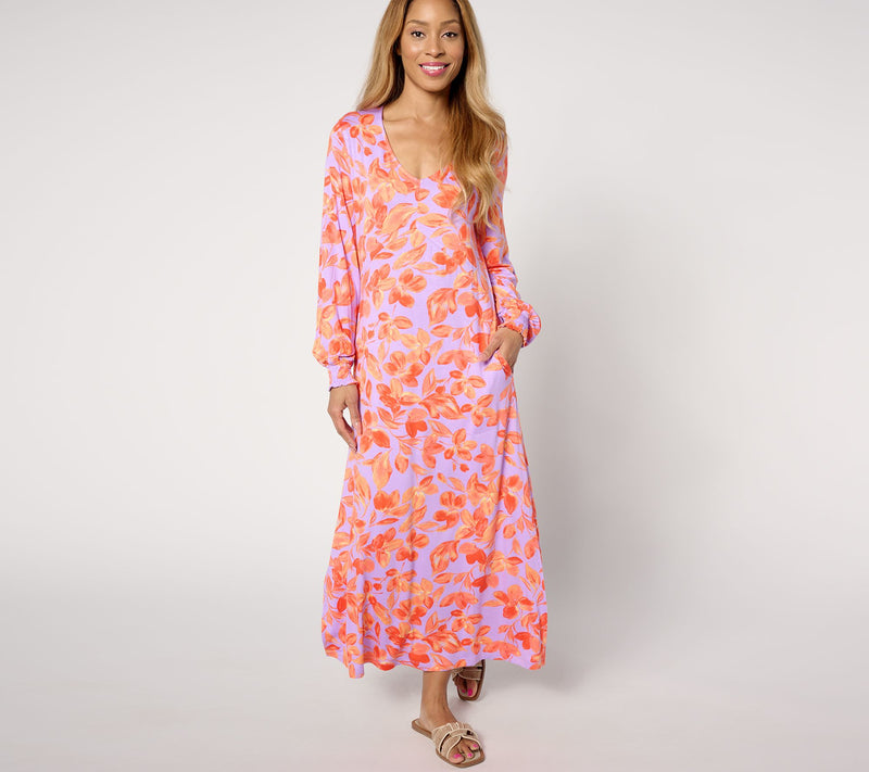 Belle by Kim Gravel Pet. Rayon Spandex Brushed Blooms Maxi Dress — View 3