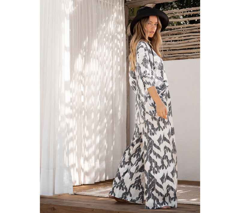 Peace Love World Boheme Petite Printed Pull-On Wide Leg Pant — View 5