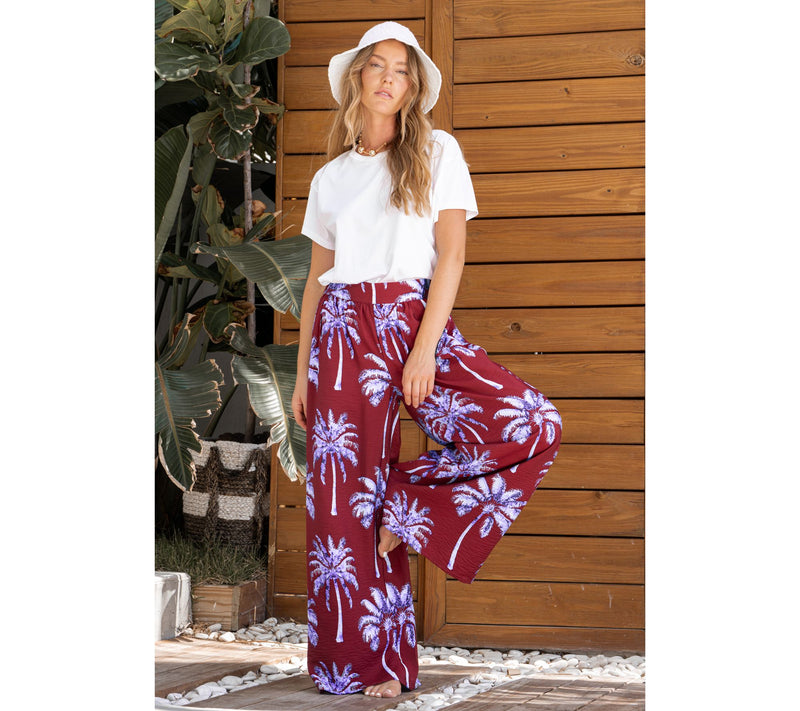 Peace Love World Boheme Petite Printed Pull-On Wide Leg Pant — View 8