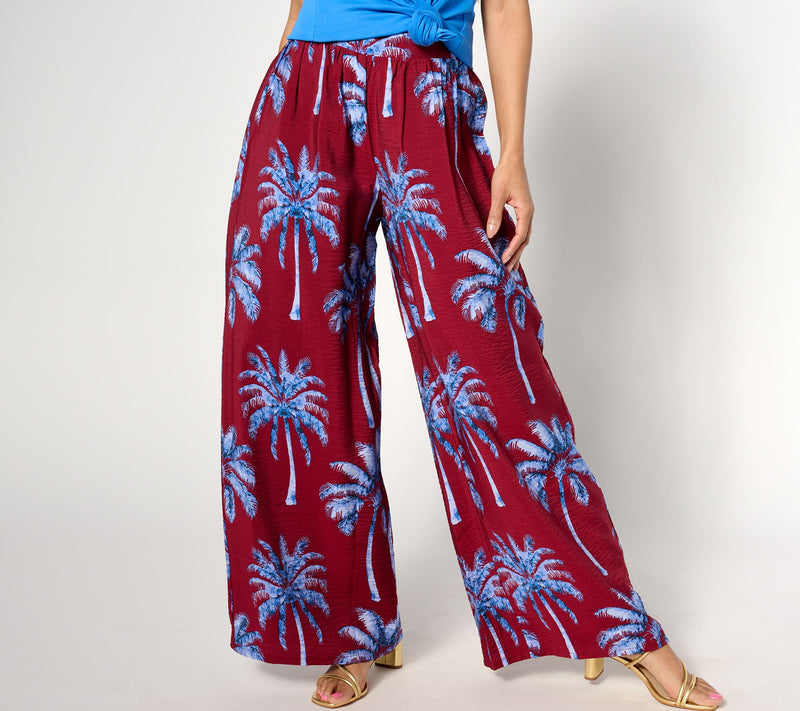 Peace Love World Boheme Petite Printed Pull-On Wide Leg Pant — View 14