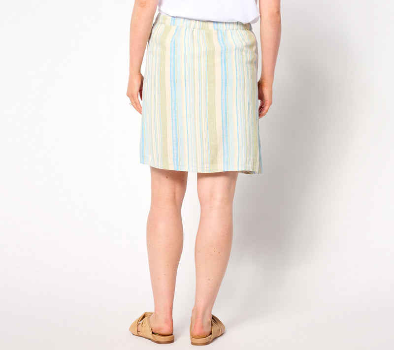 Denim & Co. Naturals Petite Striped Linen Blend Skort — View 10
