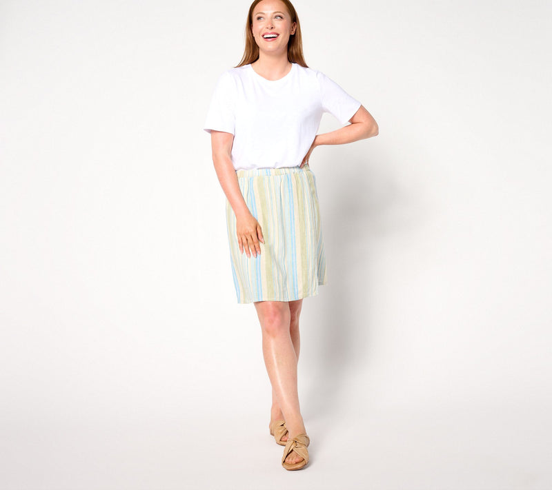 Denim & Co. Naturals Regular Striped Linen Blend Skort — View 11