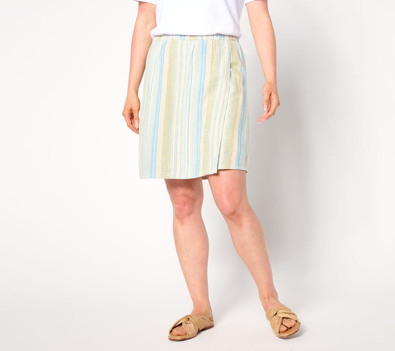 Denim & Co. Naturals Regular Striped Linen Blend Skort — Main view