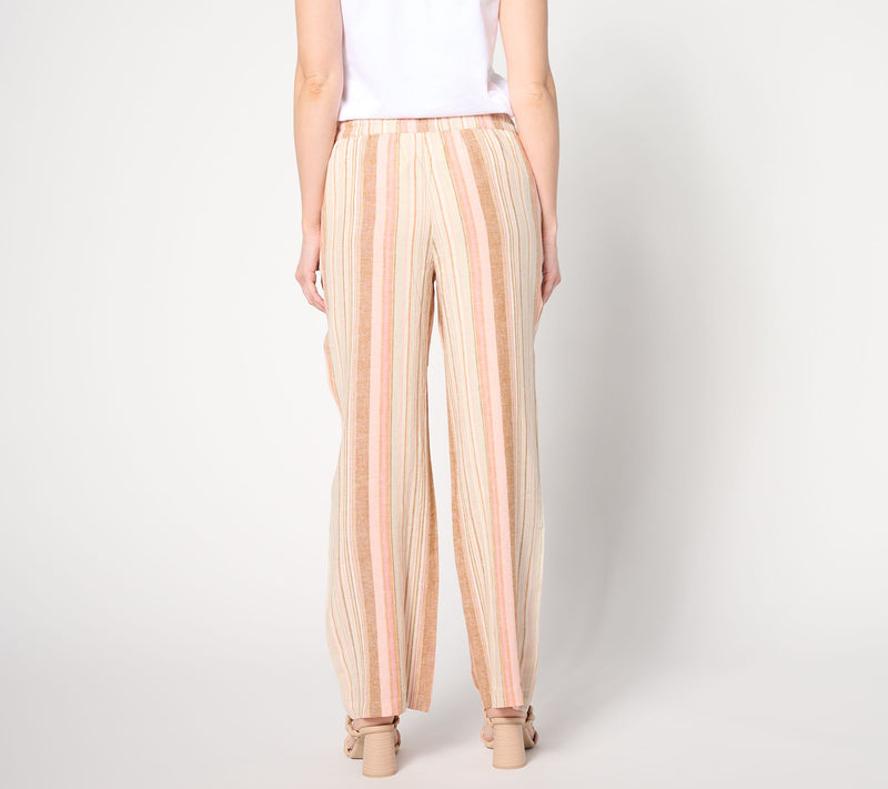 Denim & Co. Naturals Regular Striped Linen Blend Wide Leg Pant — View 4