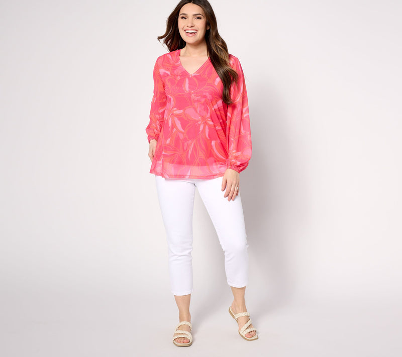Belle Beach by Kim Gravel TropiCool Knit Suncatcher Blouson Slv Top — View 3