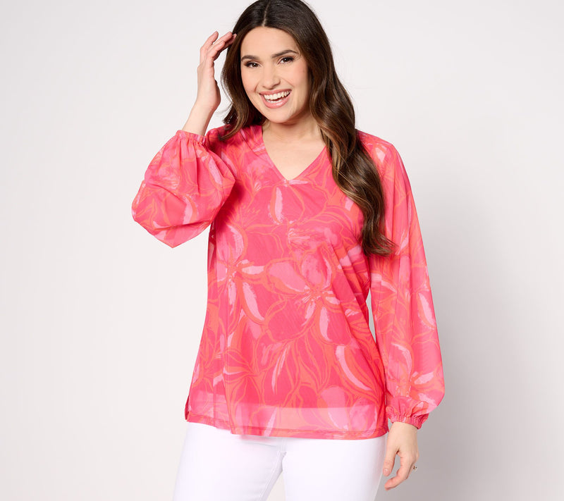 Belle Beach by Kim Gravel TropiCool Knit Suncatcher Blouson Slv Top — View 9