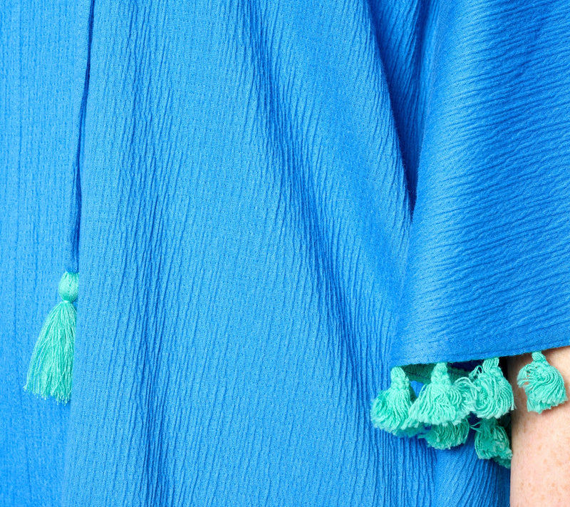 Belle by Kim Gravel Packabelle Take Me Away Tassel Trim Poncho — View 4