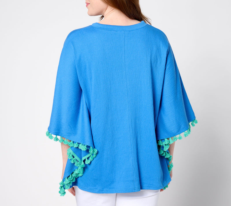 Belle by Kim Gravel Packabelle Take Me Away Tassel Trim Poncho — View 2
