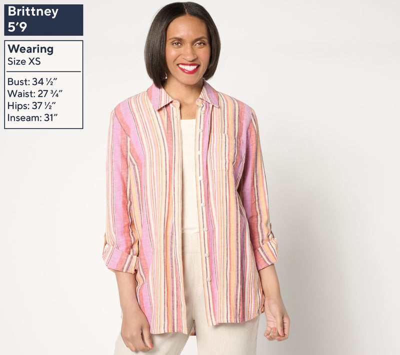 Denim & Co. Naturals Linen Blend Regular Button-Front Tunic — View 14