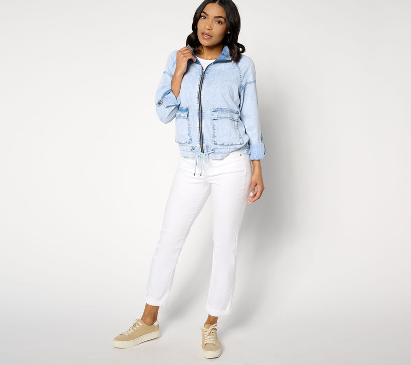 AnyBody Drapey Denim Lightweight Jacket with Drawcord Hem — View 9