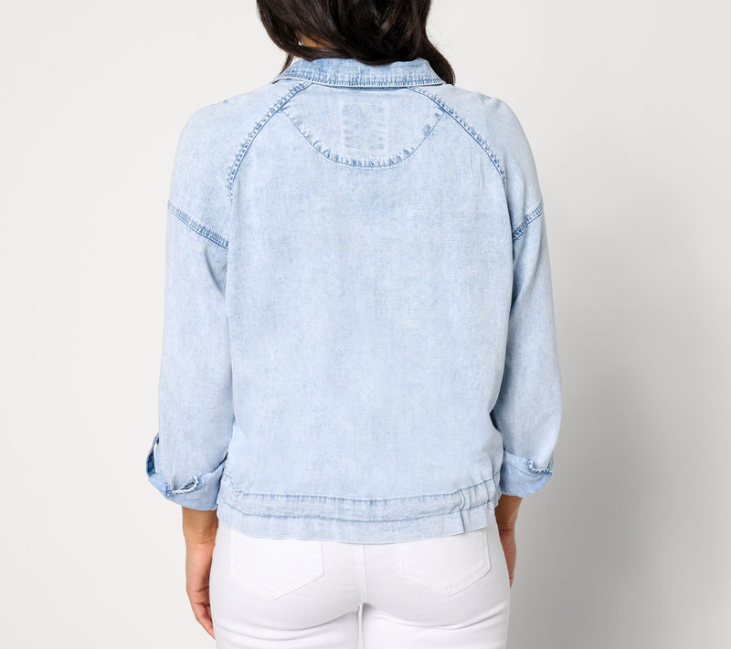 AnyBody Drapey Denim Lightweight Jacket with Drawcord Hem — View 8