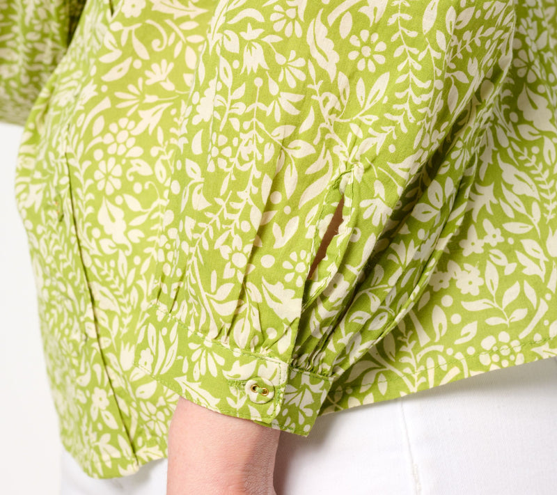 AnyBody Printed Button-Front Woven Boho Blouse — View 10
