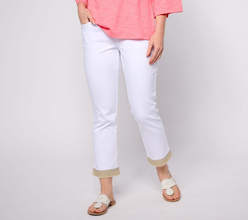 Belle by Kim Gravel Regular TripleLuxe Tiki Island Fringe Trim_Crop Pant — View 7