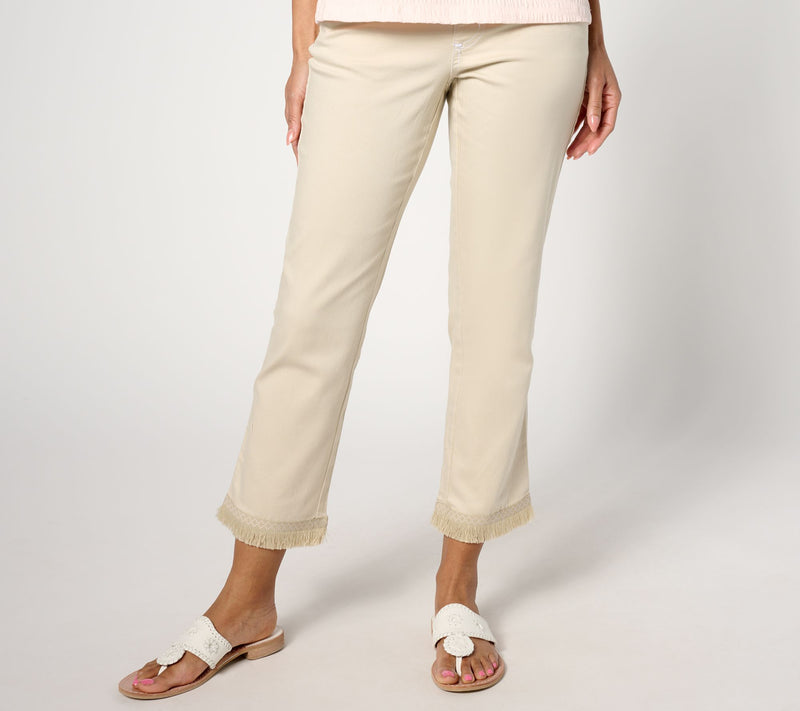 Belle by Kim Gravel Regular TripleLuxe Tiki Island Fringe Trim_Crop Pant — View 8