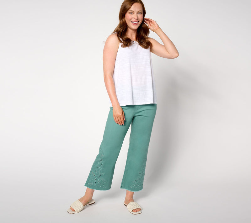 Isaac Mizrahi Live! Regular True Denim Crop Wide Leg Jeans with Eyelet — View 3