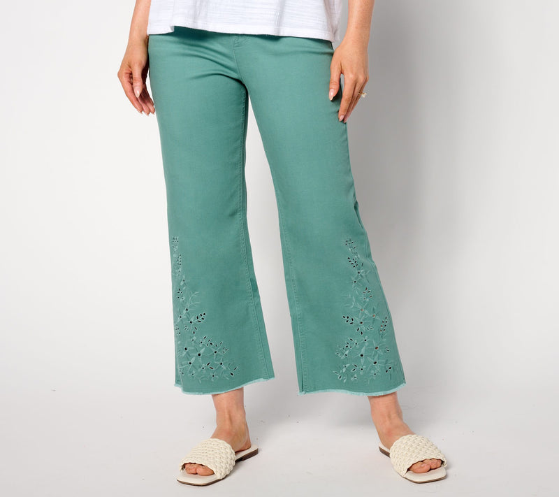 Isaac Mizrahi Live! Regular True Denim Crop Wide Leg Jeans with Eyelet — View 13