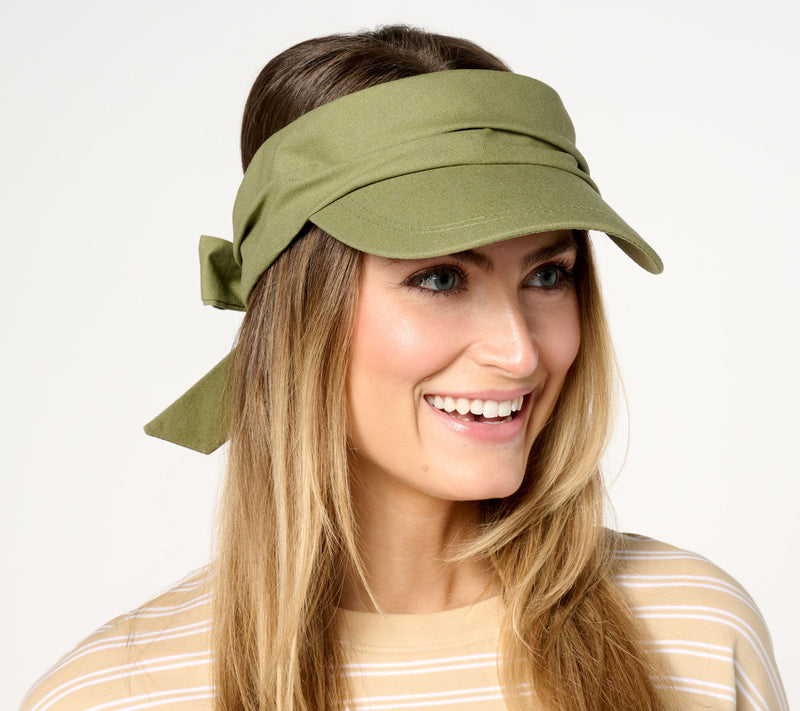 San Diego Hat Co. Garden Chic Visor with Ribbon Tie Back in Back — View 5