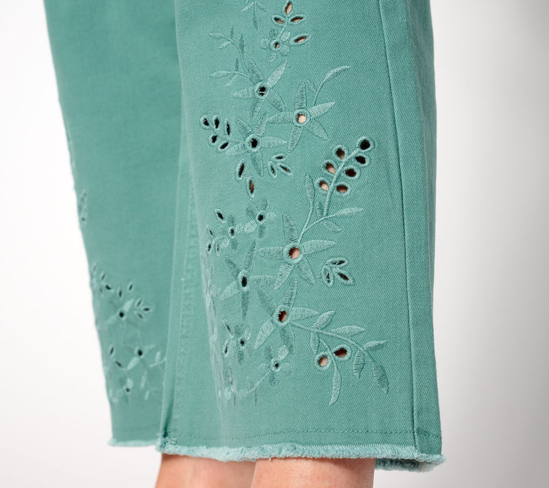 Isaac Mizrahi Live! Petite True Denim Crop Wide Leg Jeans with Eyelet — View 4