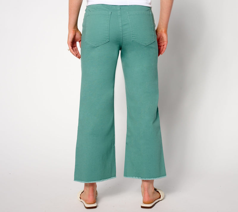 Isaac Mizrahi Live! Petite True Denim Crop Wide Leg Jeans with Eyelet — View 2