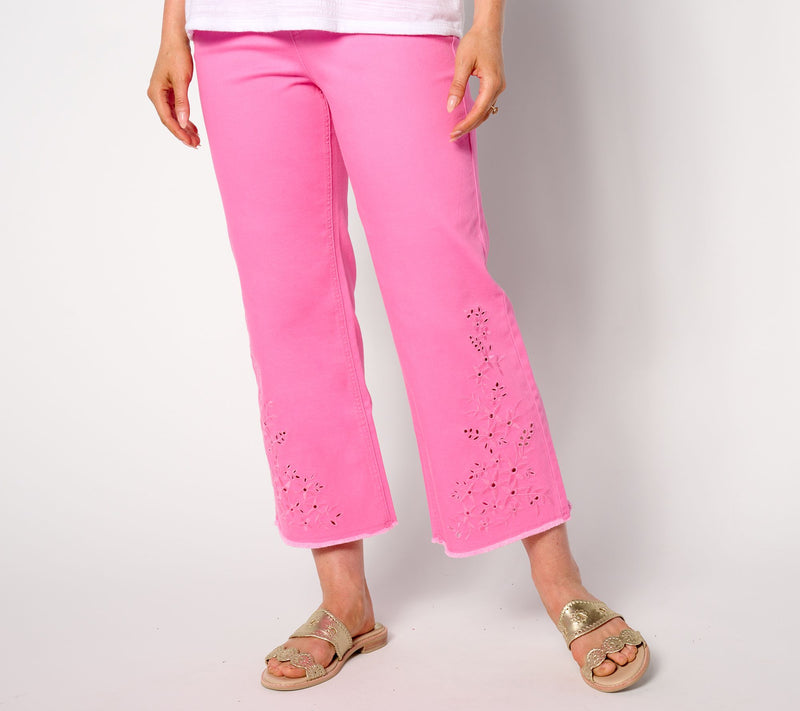 Isaac Mizrahi Live! Petite True Denim Crop Wide Leg Jeans with Eyelet — View 14