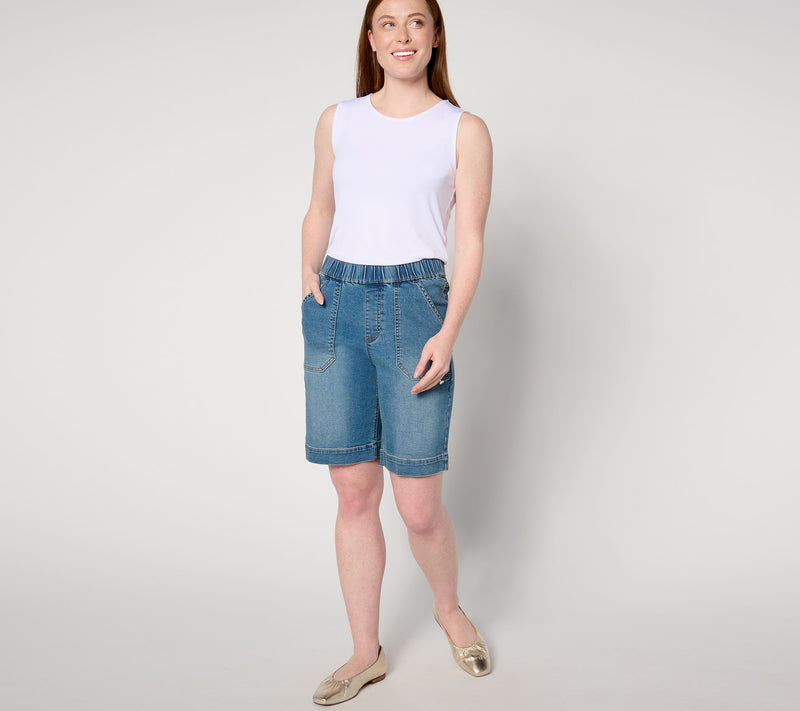 Isaac Mizrahi Live! Petite True Denim Shorts with Patch Pockets — View 3