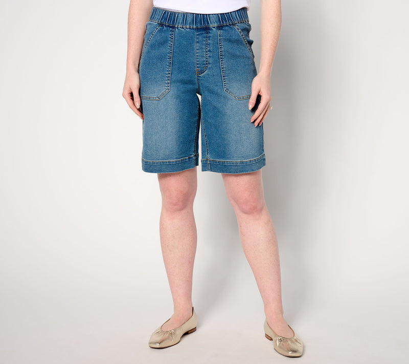 Isaac Mizrahi Live! Petite True Denim Shorts with Patch Pockets — Main view
