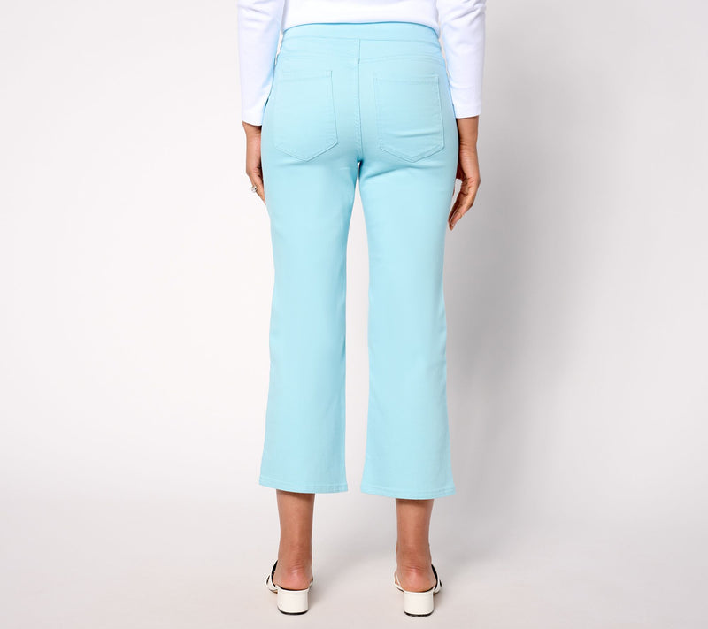 Isaac Mizrahi Live! Petite True Denim Wide Leg Crop Jeans w/ Embroidery — View 8