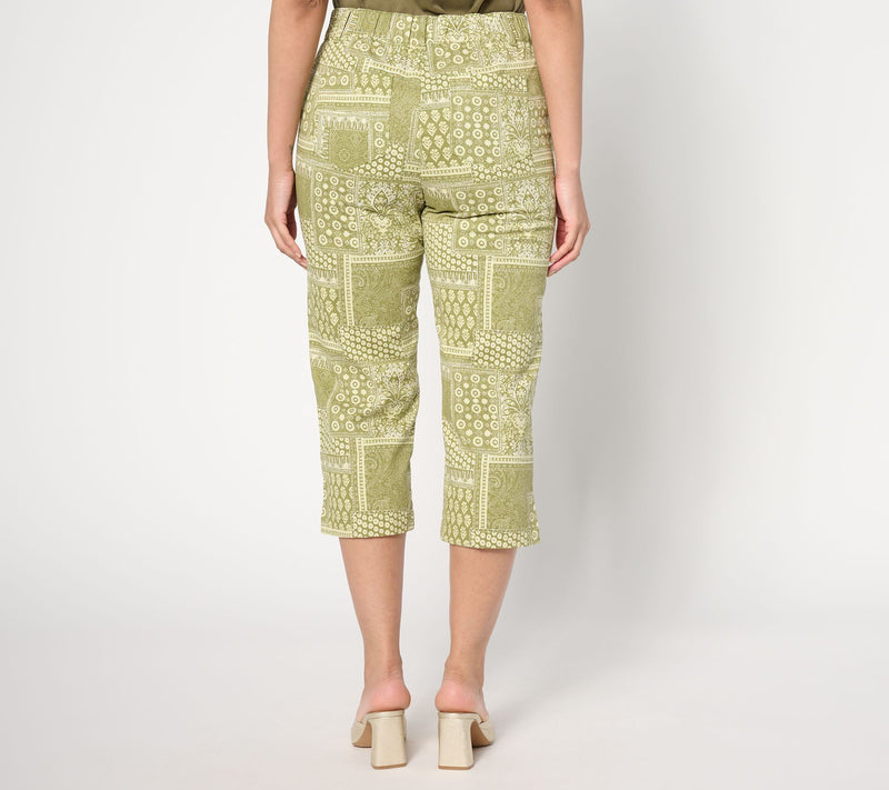 Joan Rivers Signature Twill Regular Printed Patchwork Capri Pants — View 2