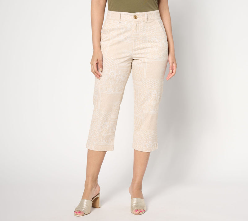 Joan Rivers Signature Twill Regular Printed Patchwork Capri Pants — View 10